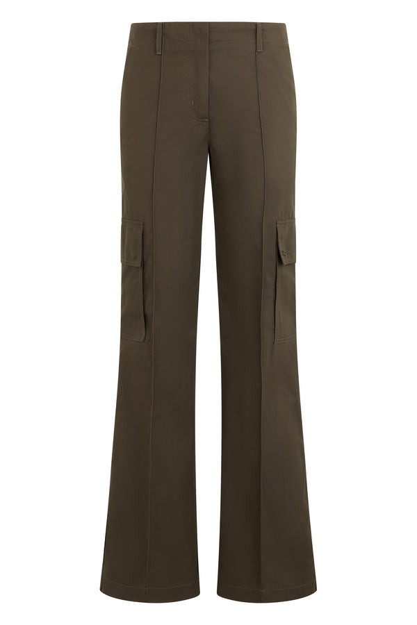 Flared Trousers With Pockets Juniper Cotton