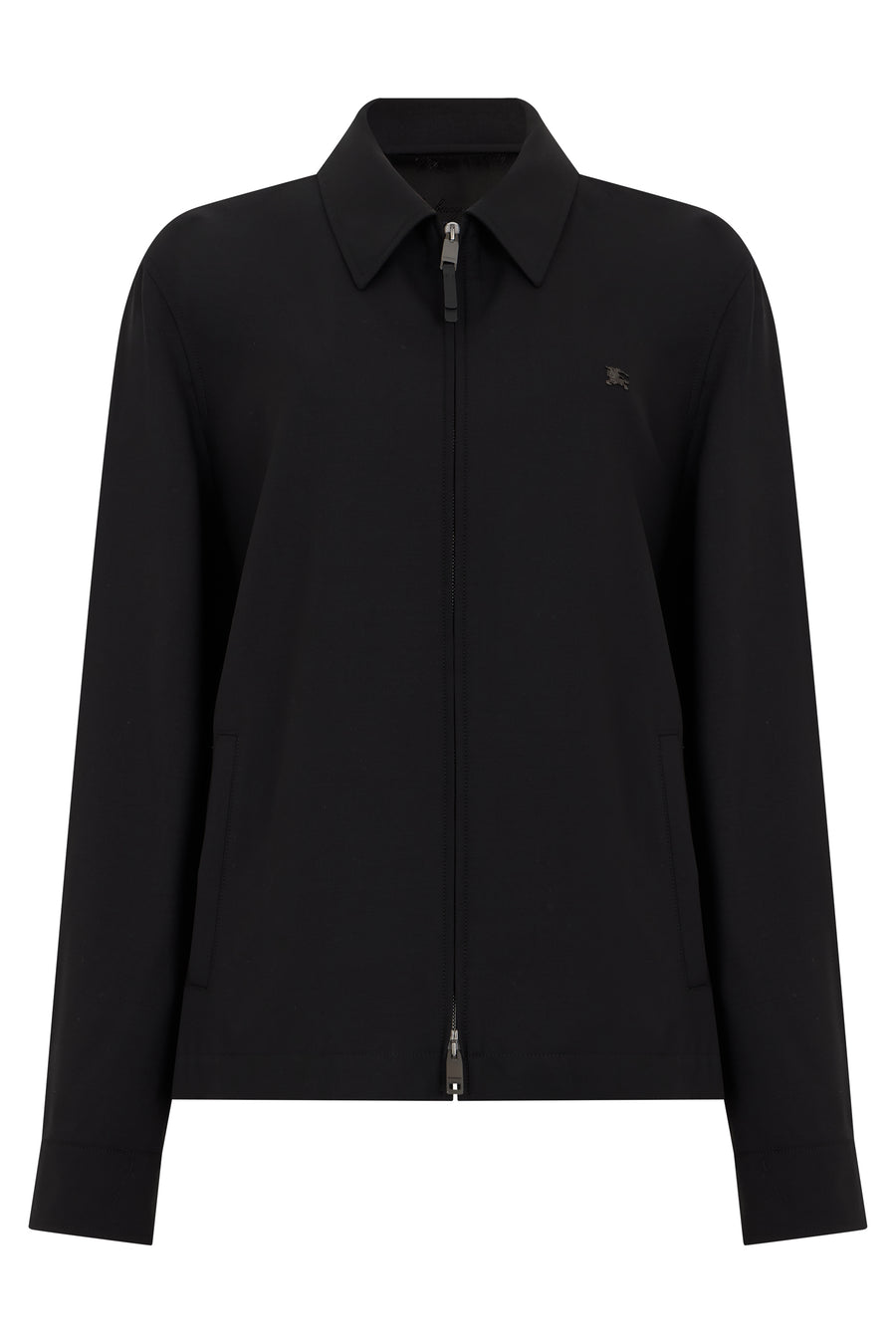 Zip-Up Jacket Black Wool Raincoats