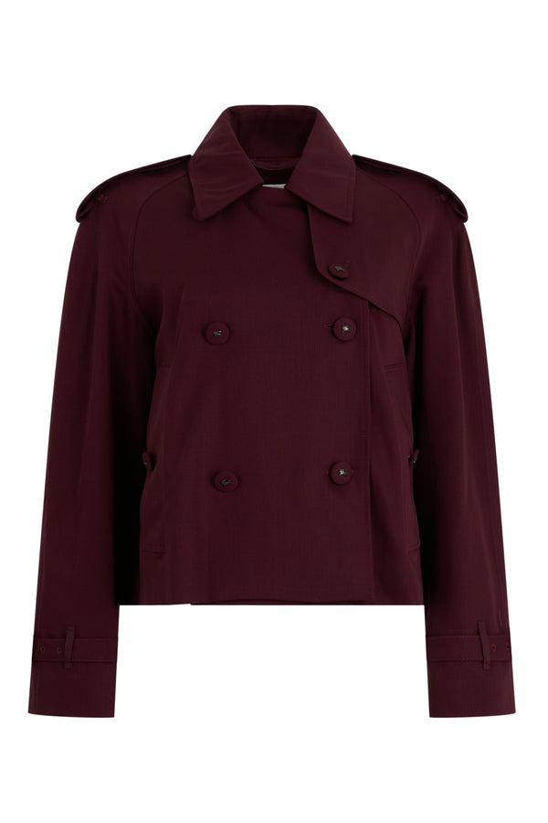 Short Jacket Vineyard Red Wool Trench & Raincoats