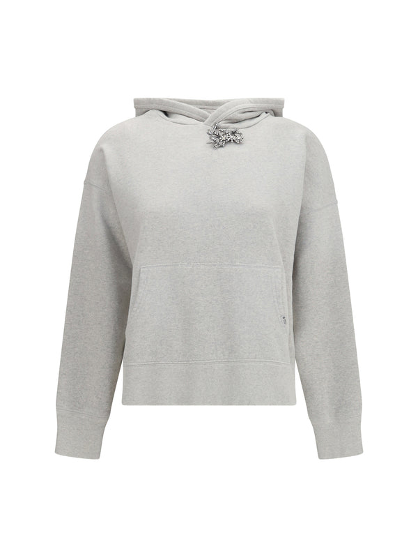 Cotton Fleece Hoodie With Jewel Brooch Marmo Sweatshirts