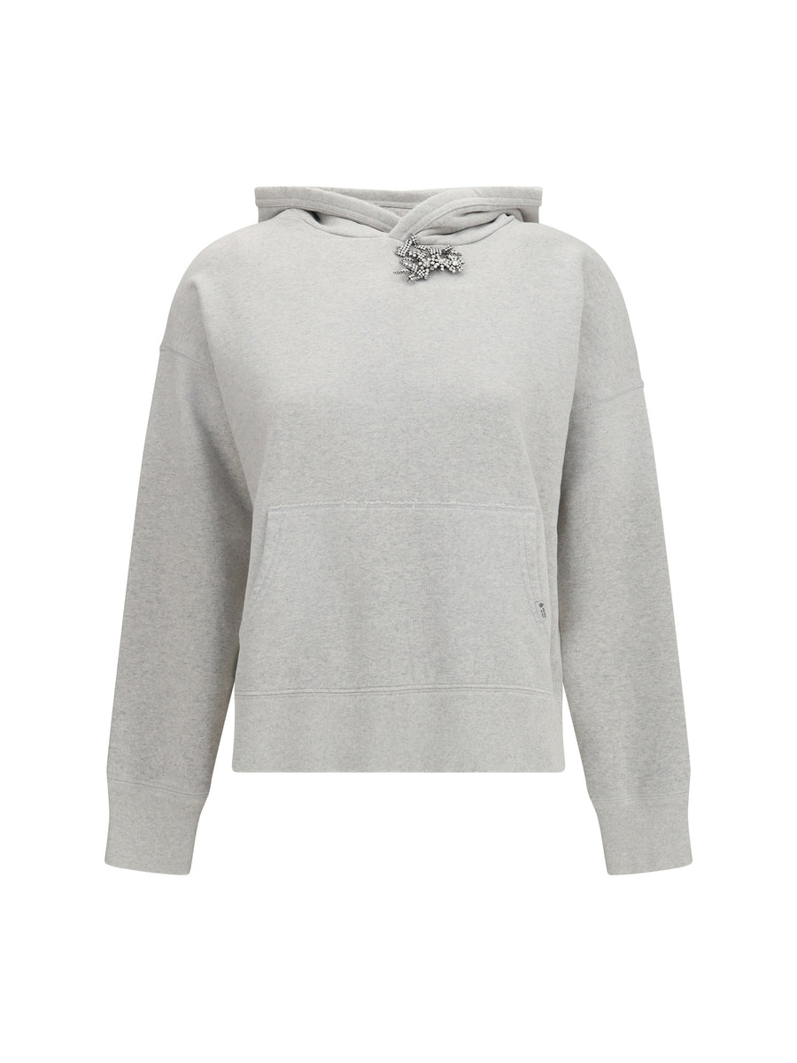 Cotton Fleece Hoodie With Jewel Brooch Marmo Sweatshirts