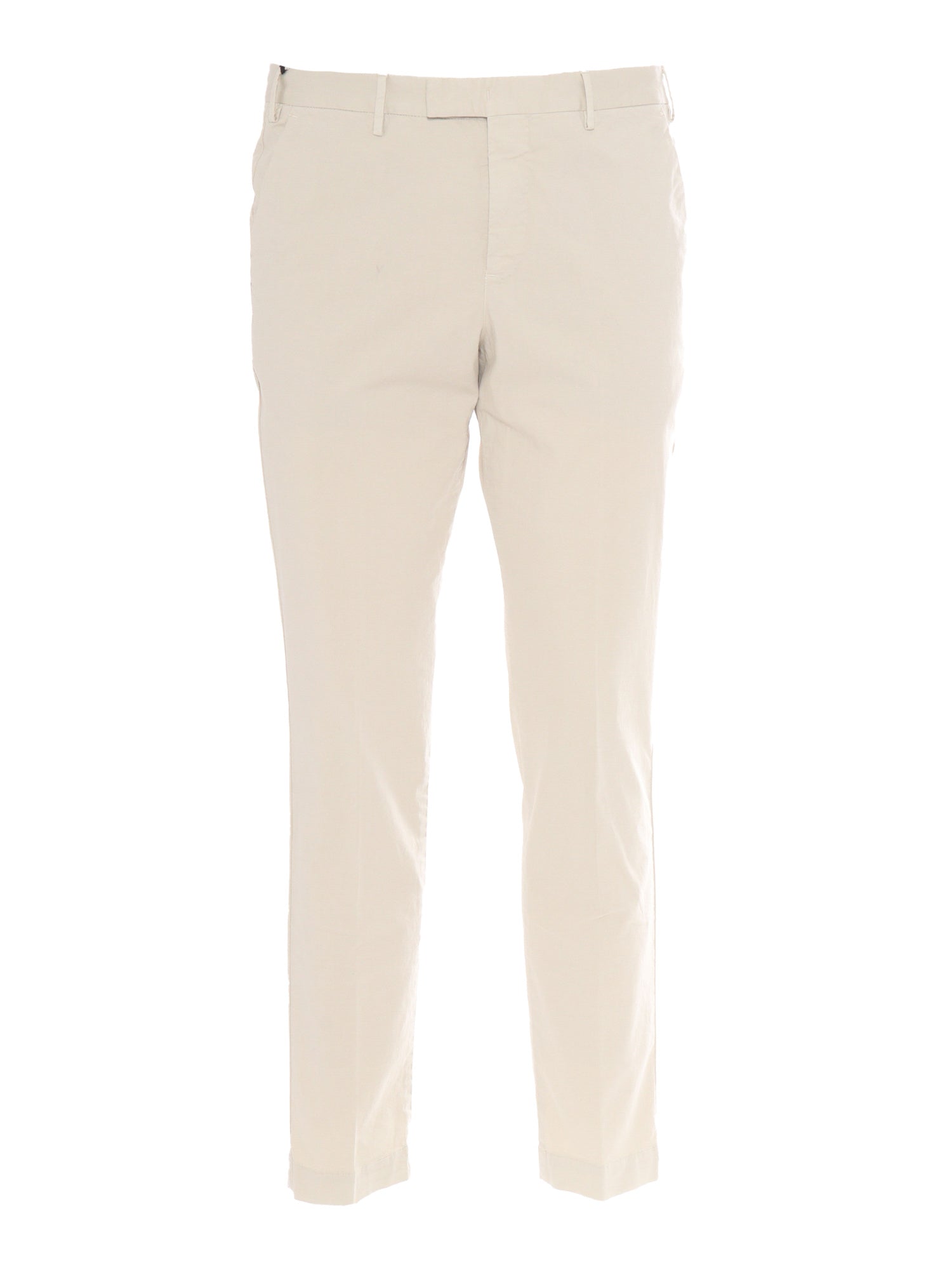 Trousers - MASTER, Flat Front, Diagonal Pockets, Flap Back Finished Beige Cotton Elastane Pant