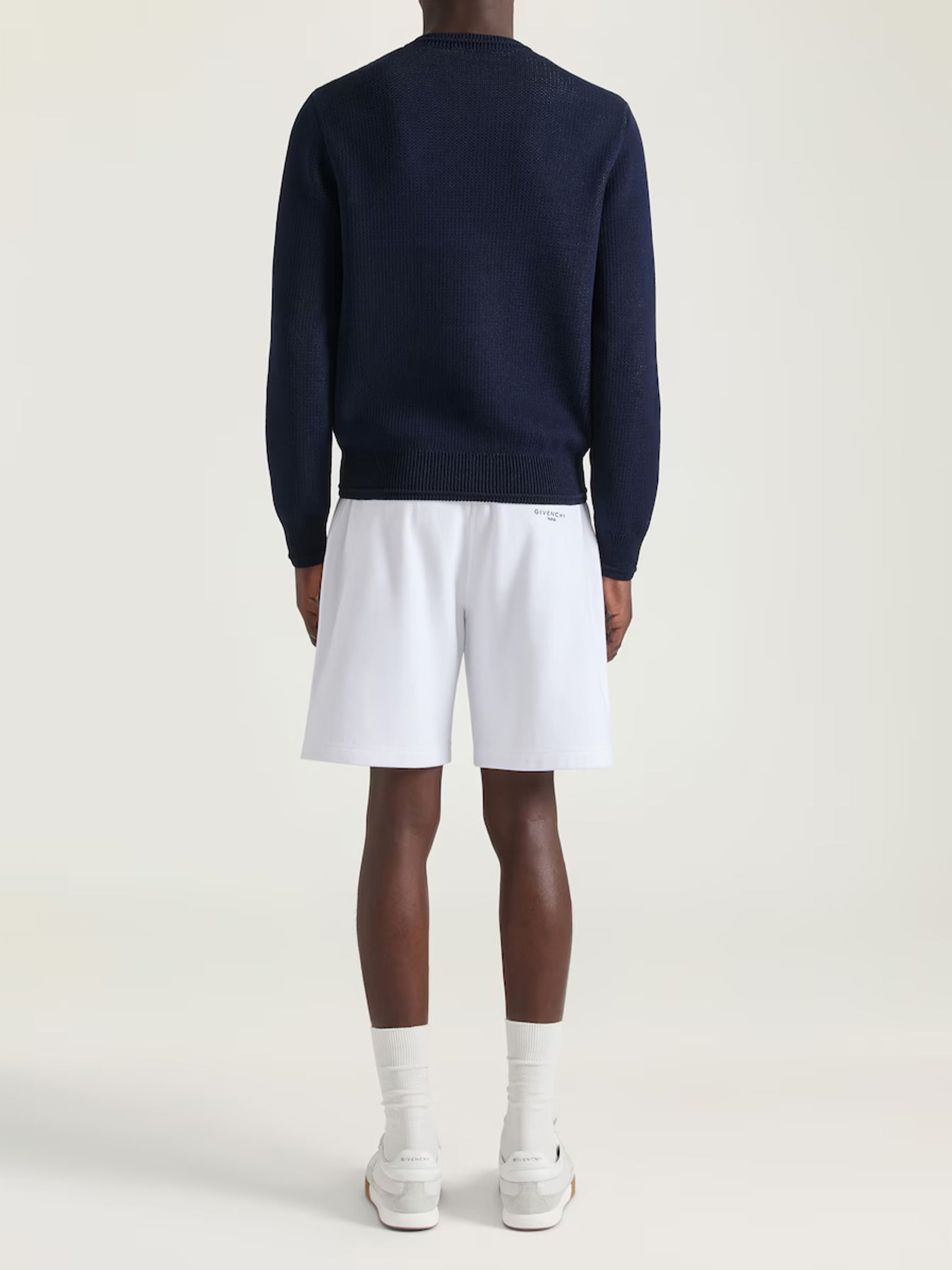 Crewneck Sweater Ottoman Detail Blue Maglia