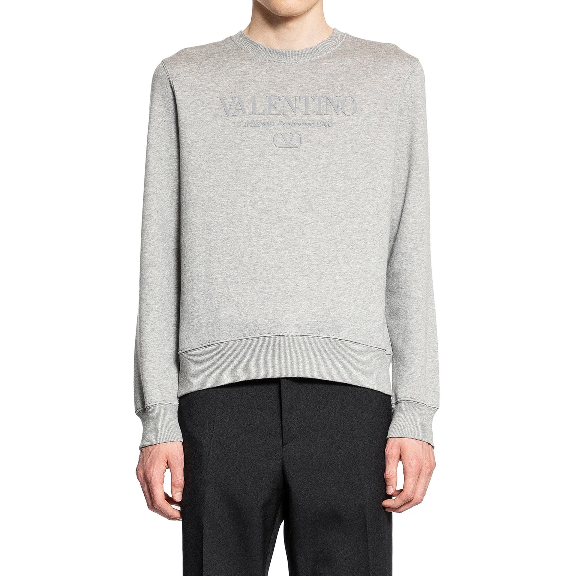 Garavani Cotton Logo Sweatshirt Gray Polyamide