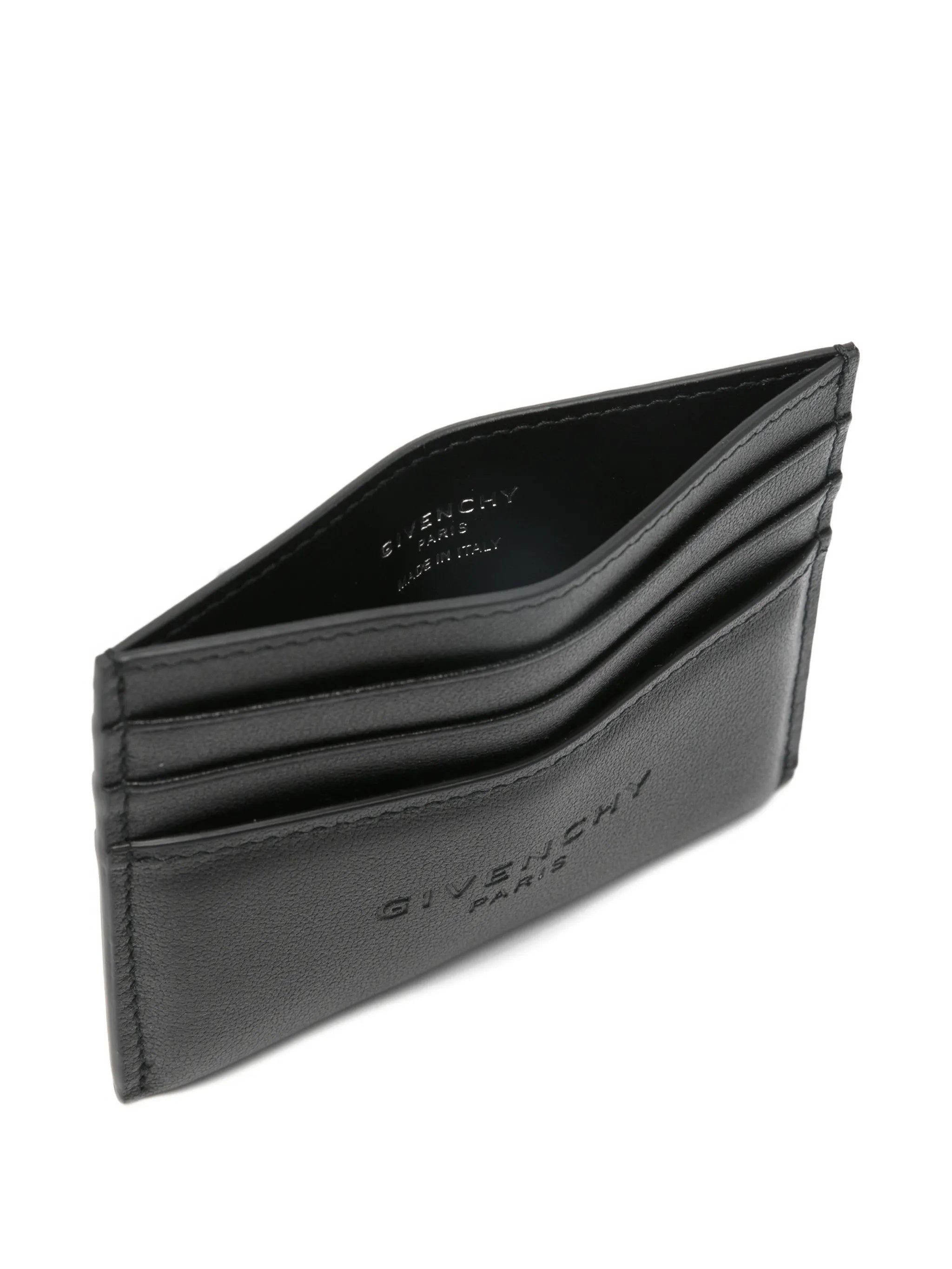 Padded 2x3cc Card Holder Black Calf Leather | Portafoglio