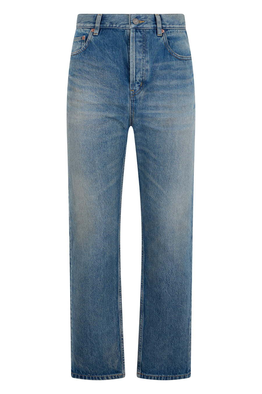 Cropped Denim Jeans Midi Blue Cotton Straight-leg