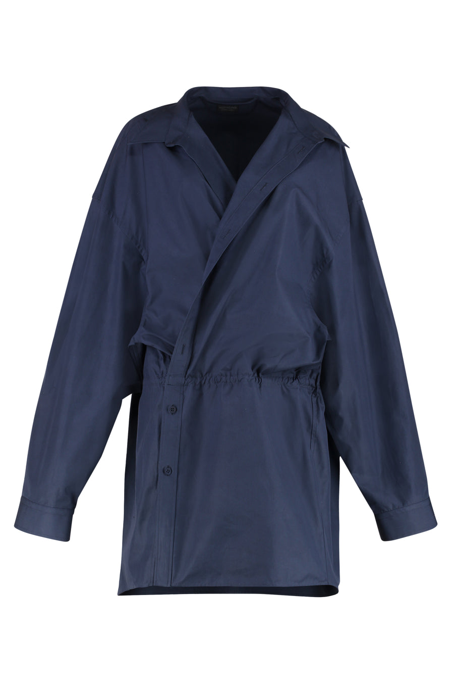 Shirtdress With Elastic Waistband Blue Cotton Dress