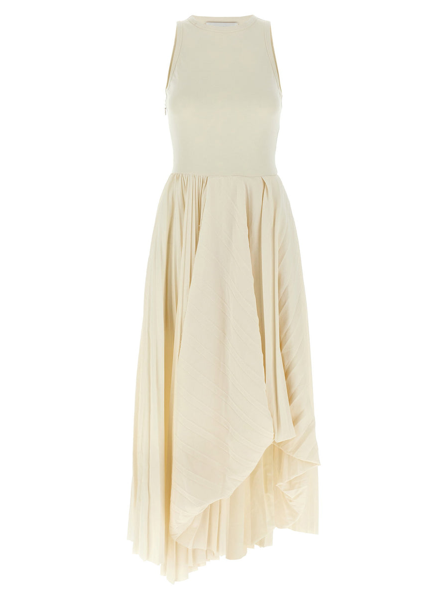 Alexander McQueen Asymmetrical Pleated Dress — Cream