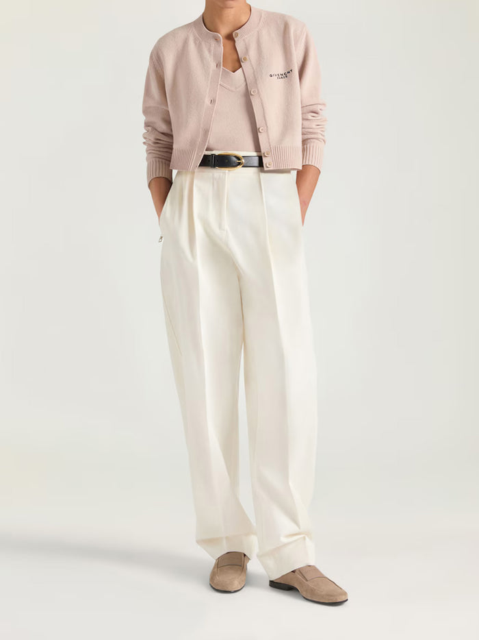 Short Crew Neck Cardigan Nude & Neutrals Maglia