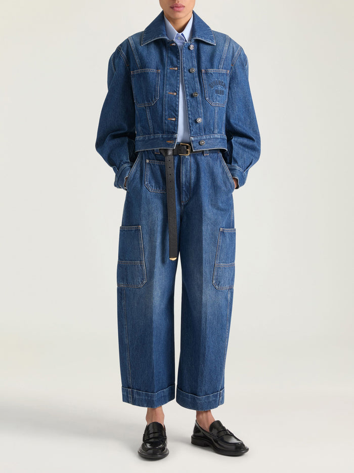 Cropped Denim Jacket Blue Giacca