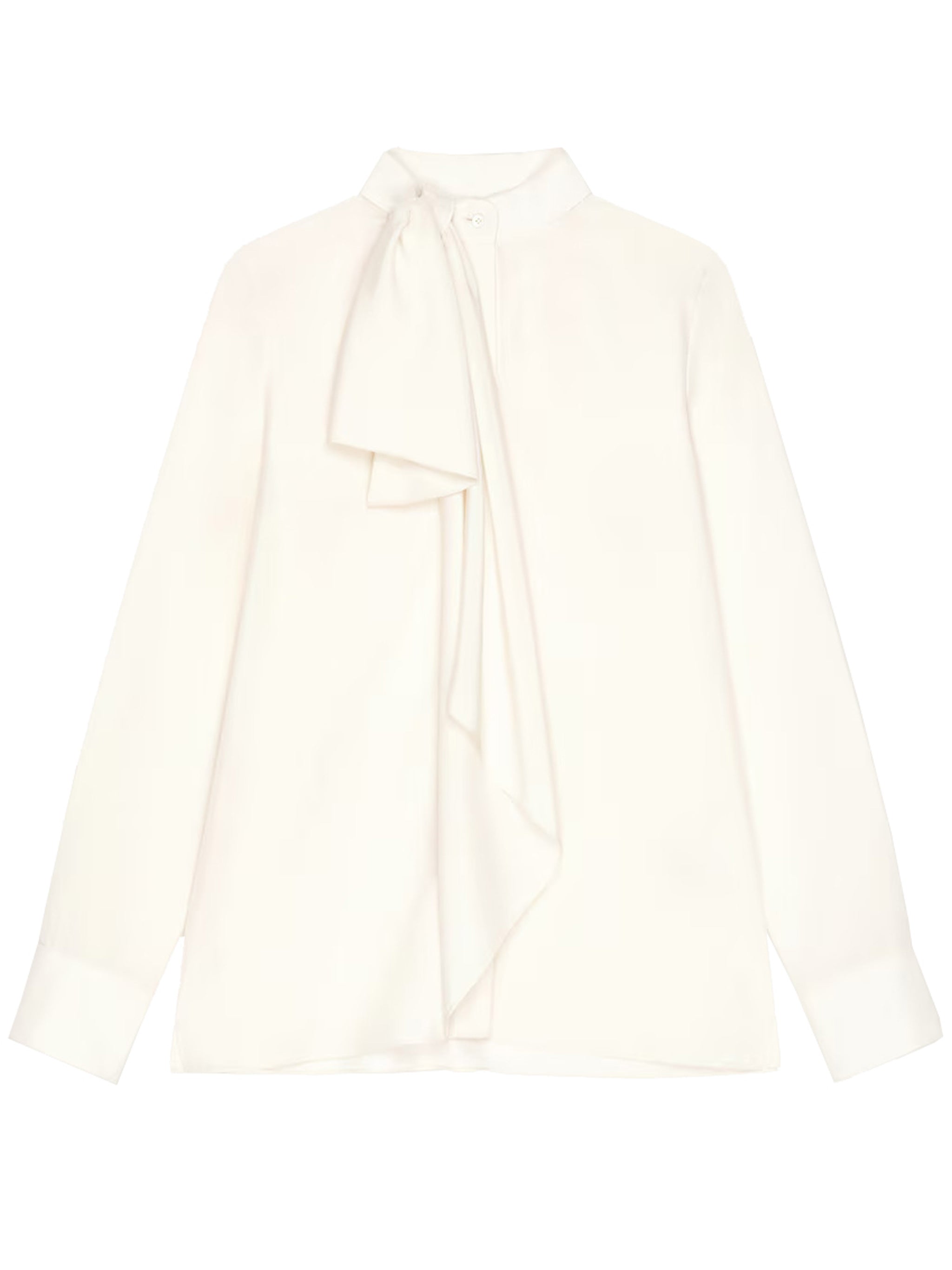 Draped Bow Blouse White Top