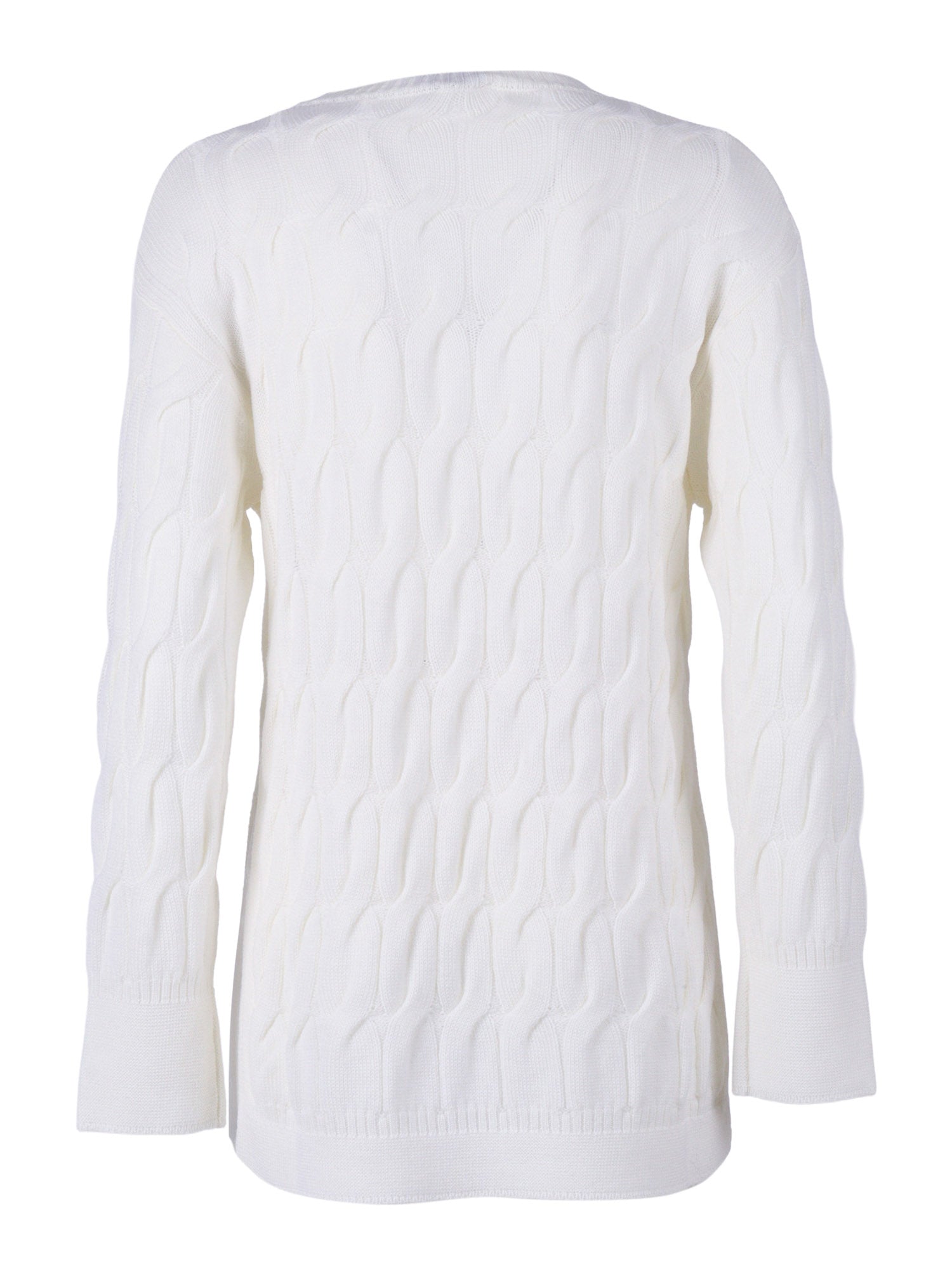 Sweater White Virgin Wool Crewneck