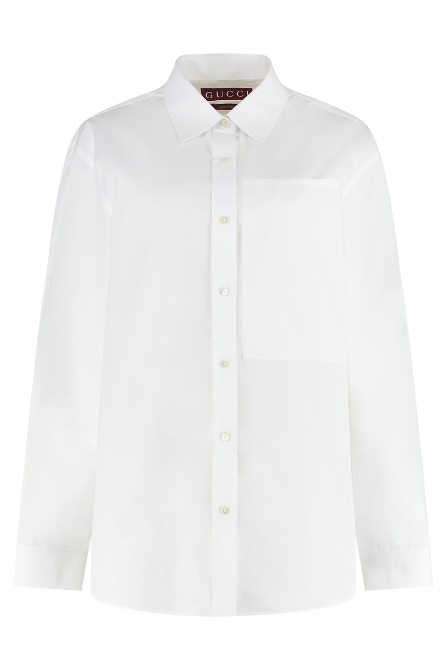 Cotton Poplin Shirt With Tie Neck White