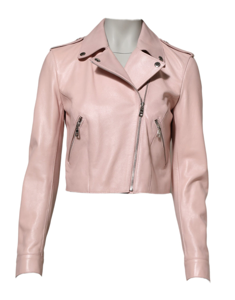 Dolce & Gabbana 100% Taurus Leather; Lining: 83% Silk jacket in pink