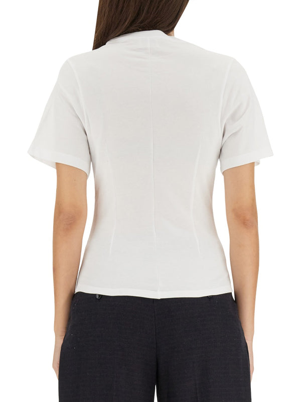 T-Shirt With Trompe-Loeil Bustier Effect White Cotton T-shirts