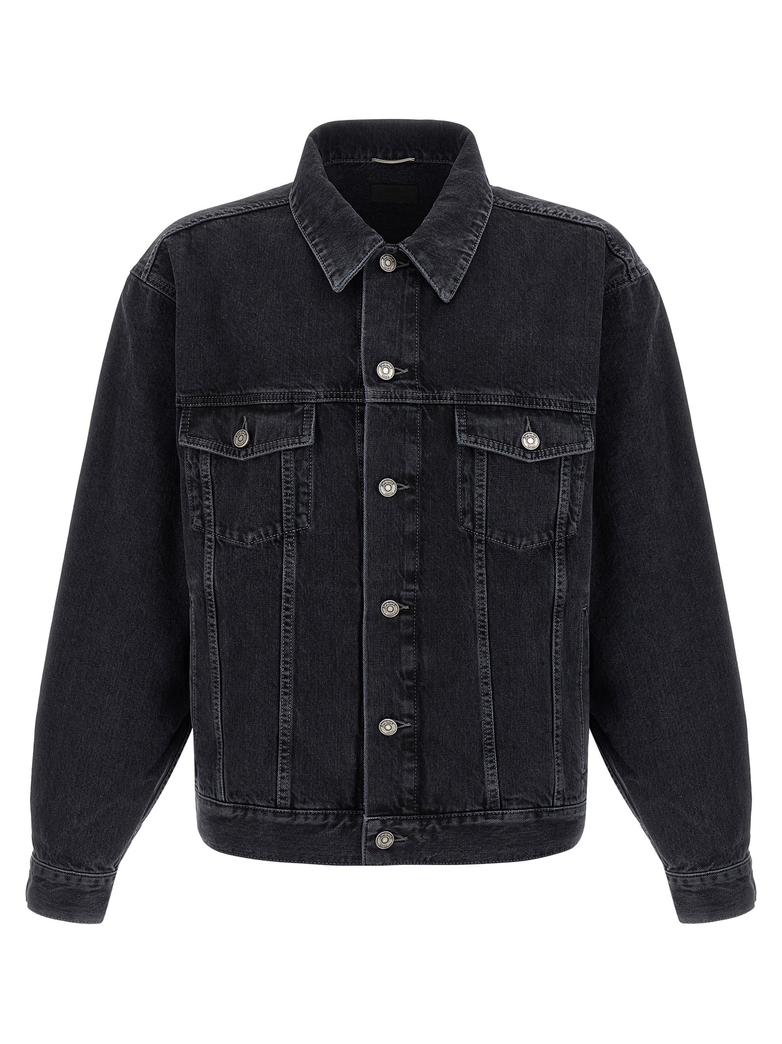 Trucker Jacket Black Cotton Down Jacket, Parka, Casual