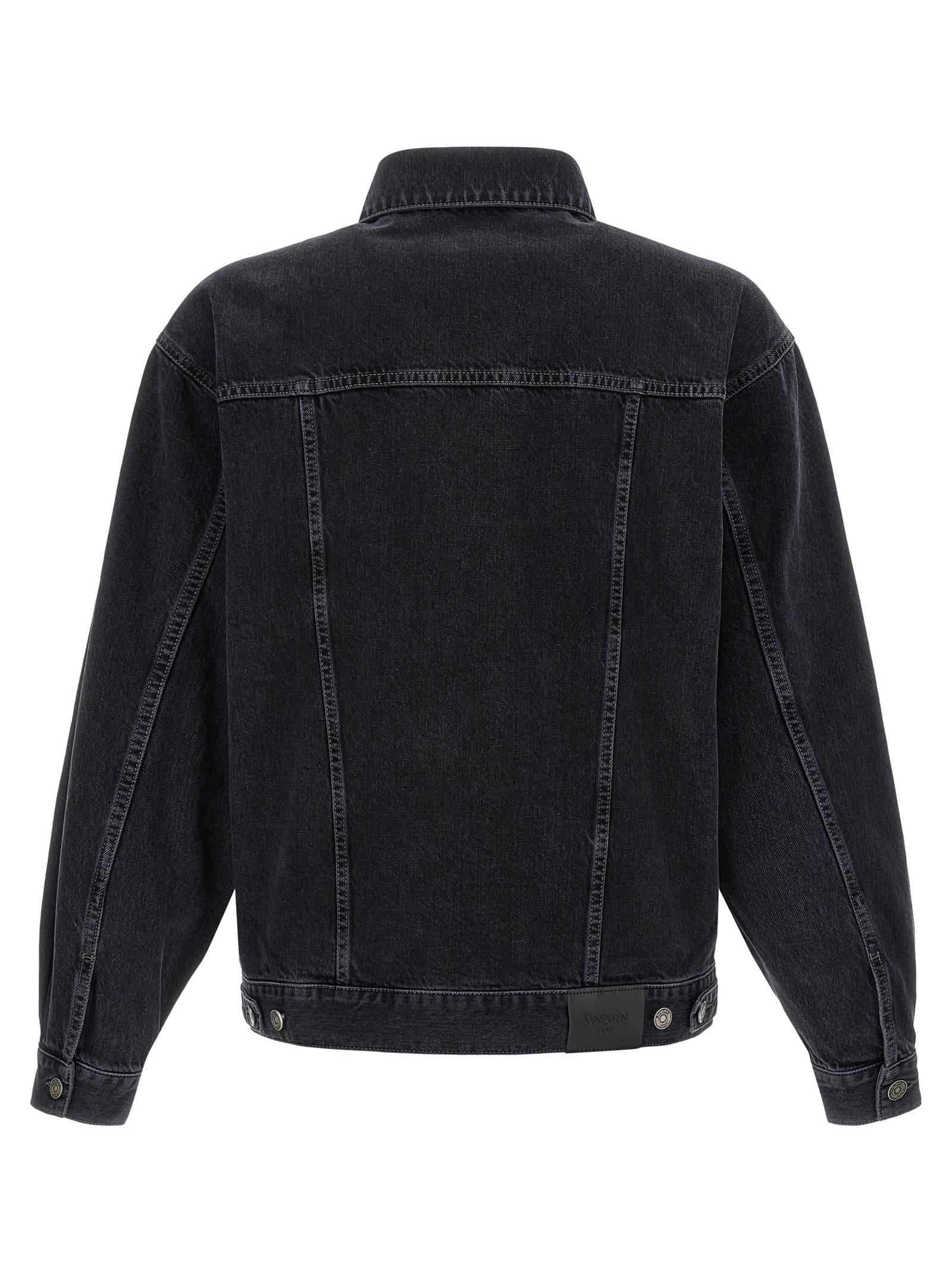 Trucker Jacket Black Cotton Down Jacket, Parka, Casual