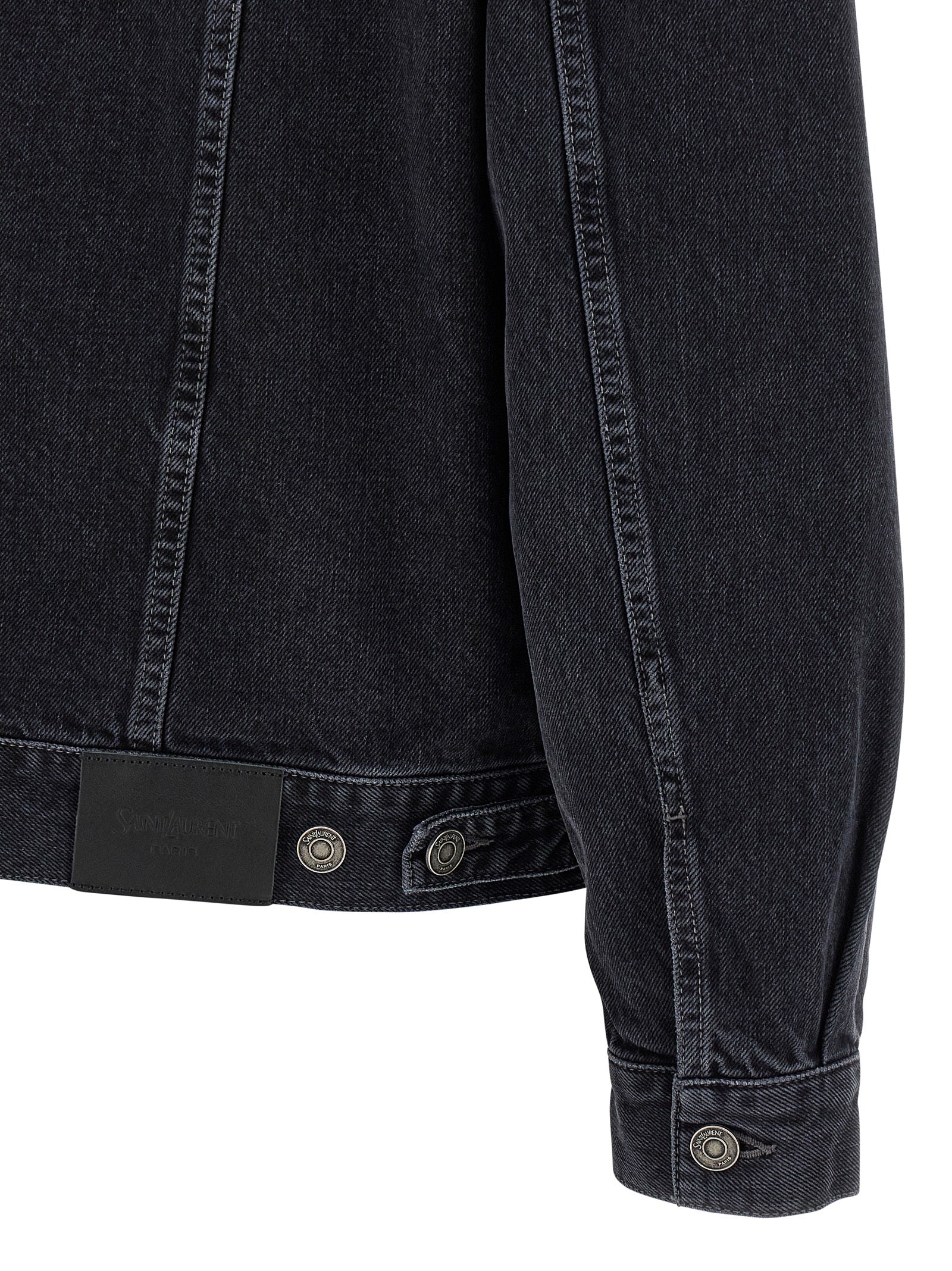 Trucker Jacket Black Cotton Down Jacket, Parka, Casual