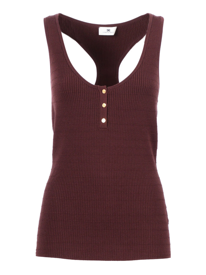 Womans Knitted Top Brown Lyocell Polyamide Silk