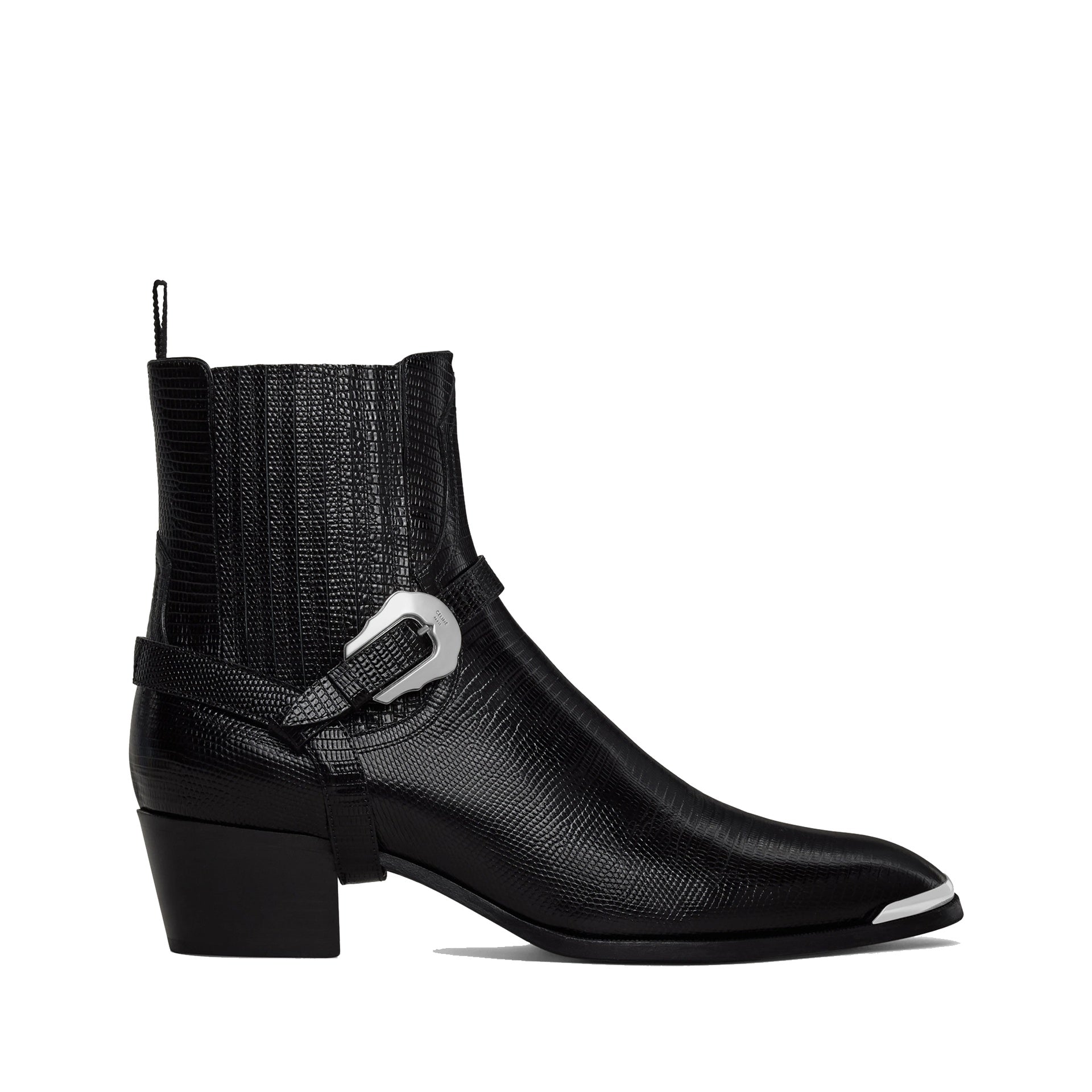 Western Chelsea Isaac Harness Boots Black Calf Leather