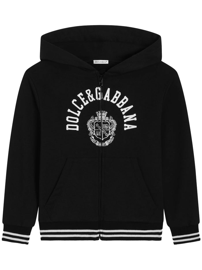 Cappuccio Con Zip Black Felpa