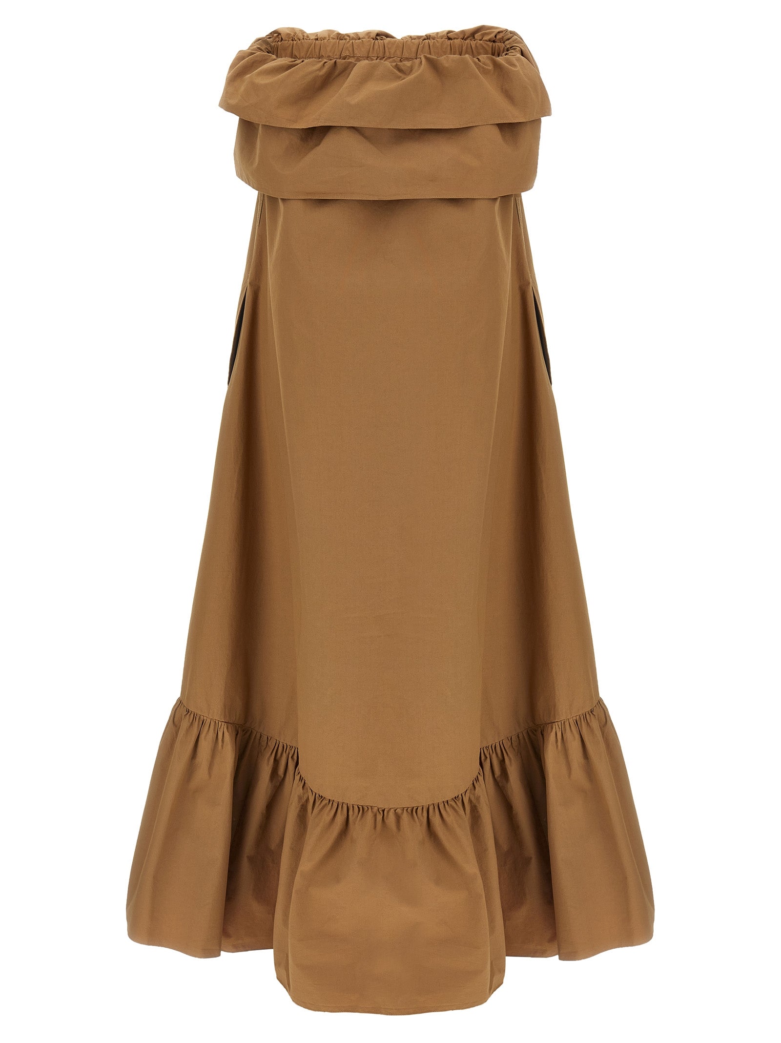 Flounce dress Brown Cotton