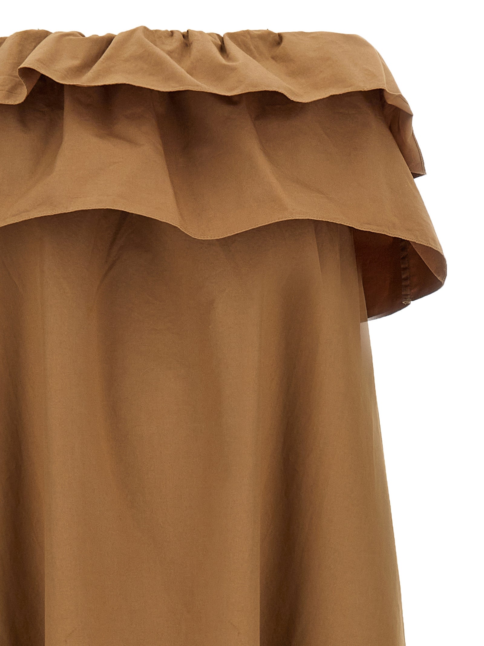 Flounce dress Brown Cotton