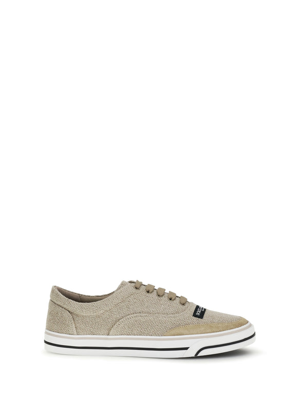 Dolce & Gabbana Upper: 90% linen sneaker in beige