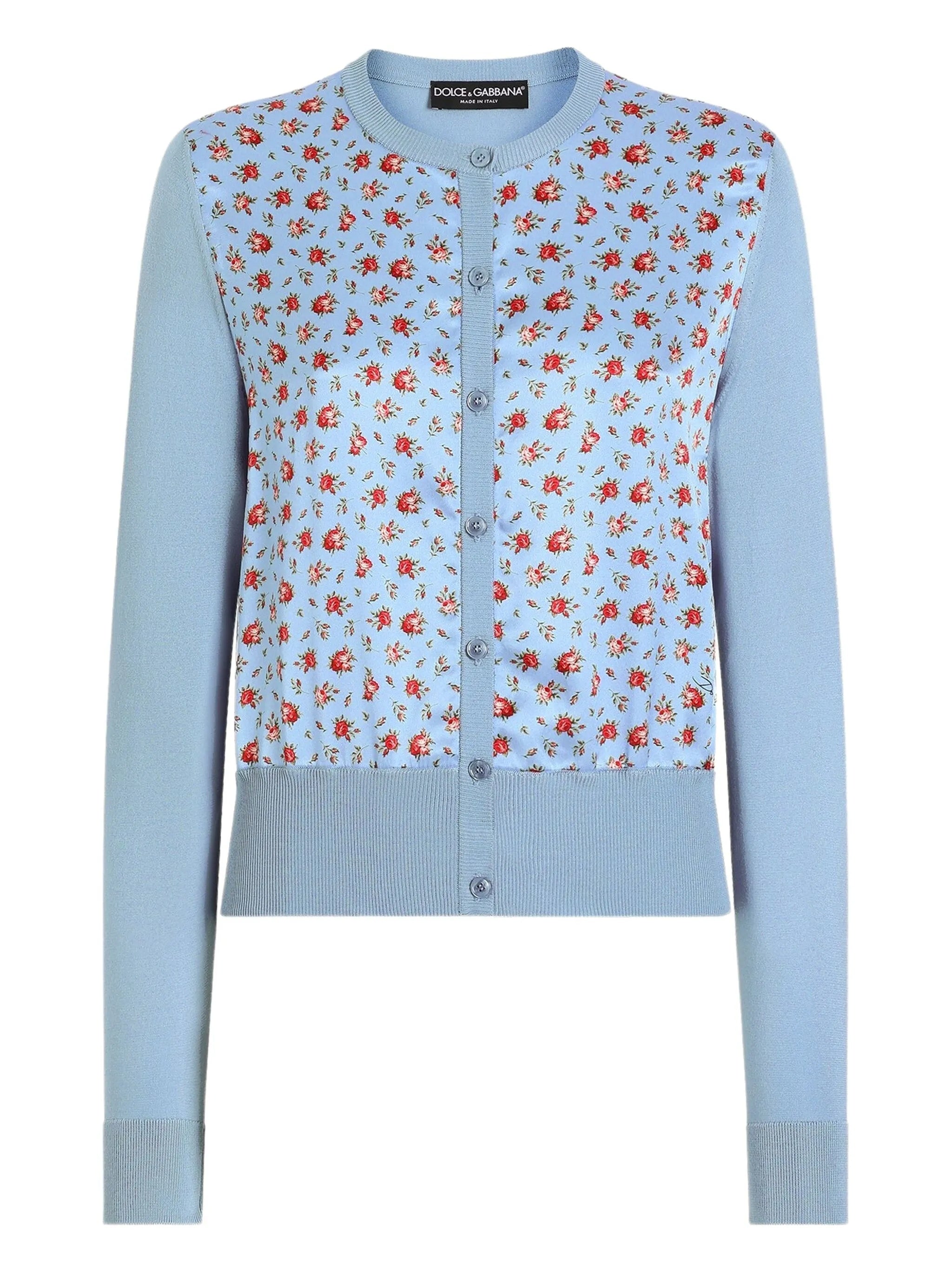 Cardigan Con Twill Blue Maglia