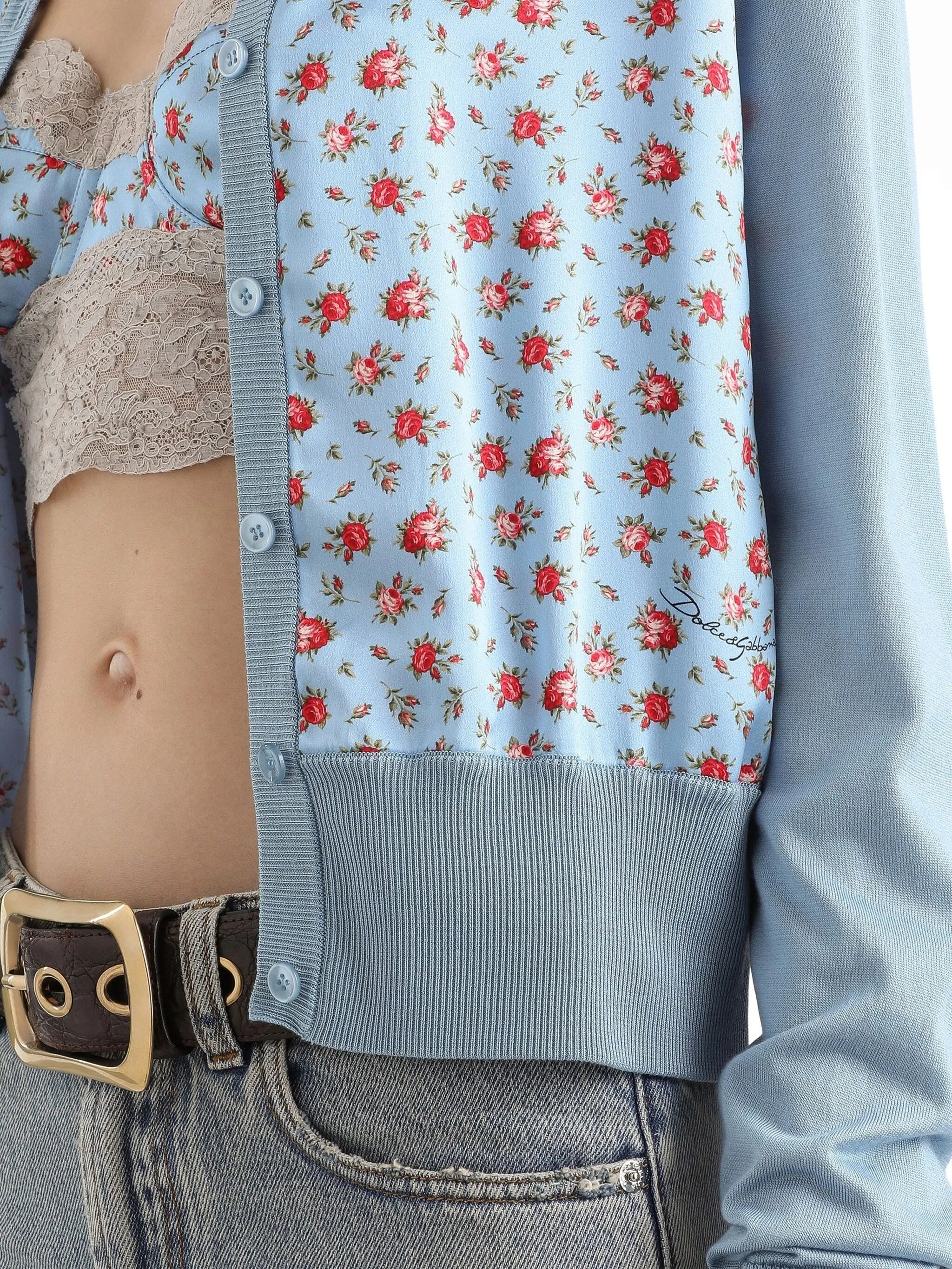 Cardigan Con Twill Blue Maglia