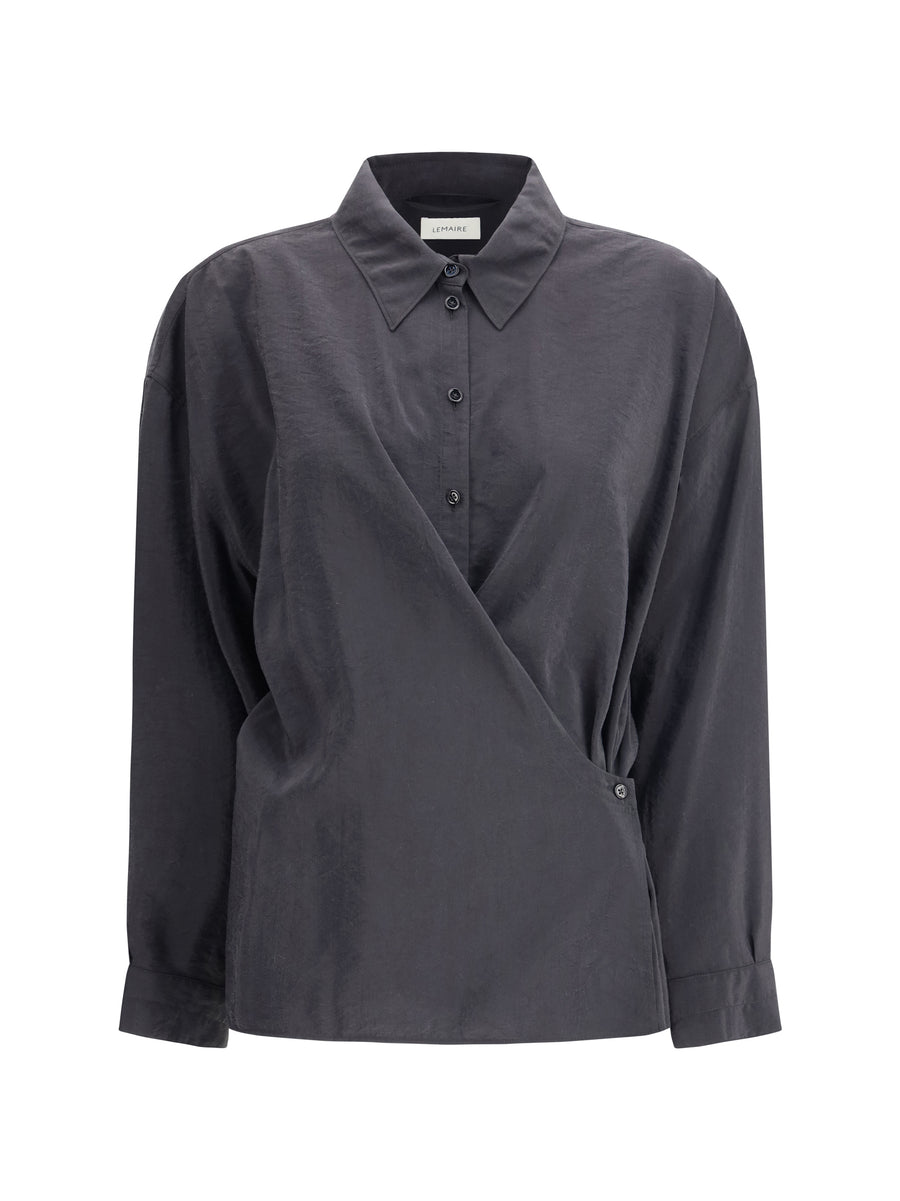 Lemaire 76% Silk; 24% Polyamide shirt in black