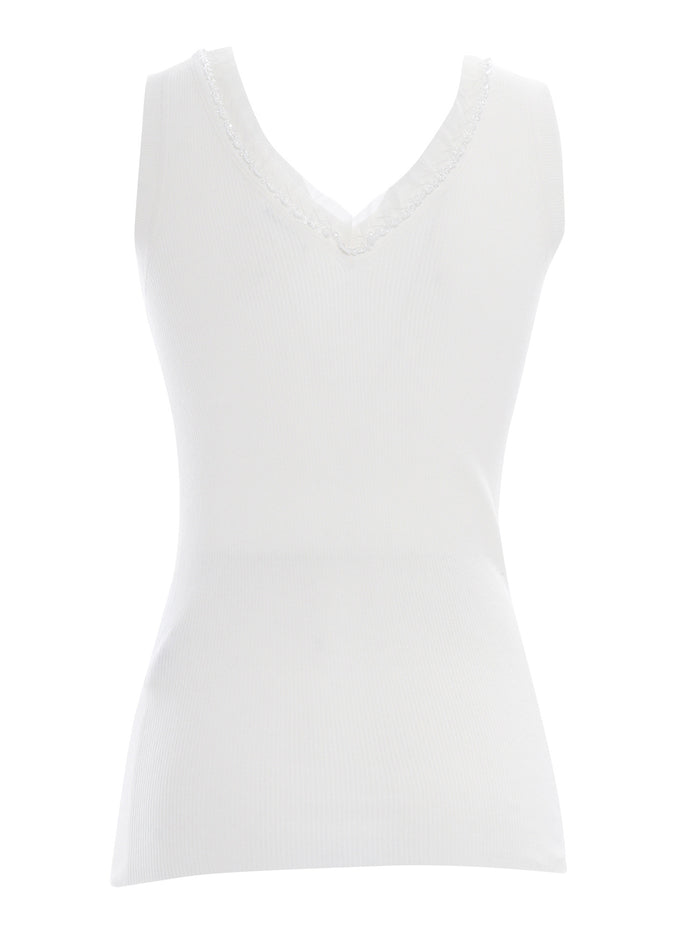 SWEATER White Cotton Polyamide Top