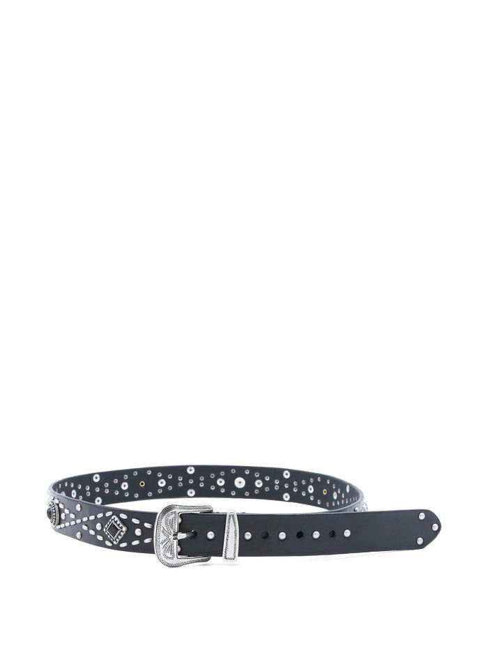 Studded Belt Black Leather | Cintura
