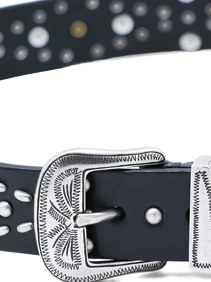 Studded Belt Black Leather | Cintura