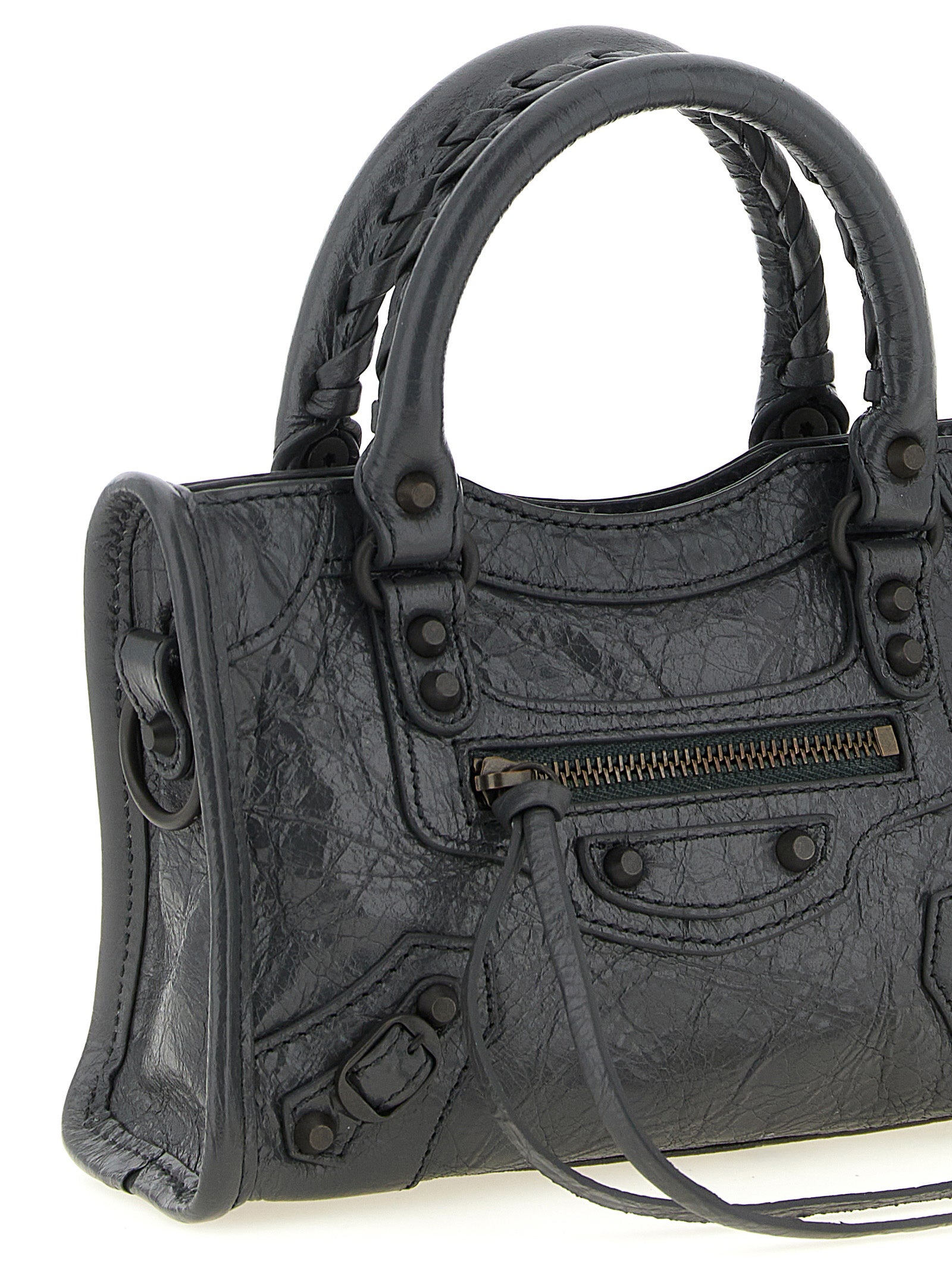 Le City Nano Handbag Gray Lamb Leather (ovis Aries) Hand Bags