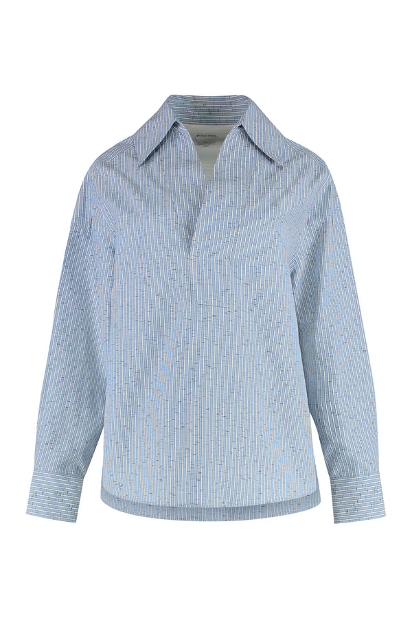 Cotton And Linen Blouse Light Blue Cotton; Polyamide; Shirt
