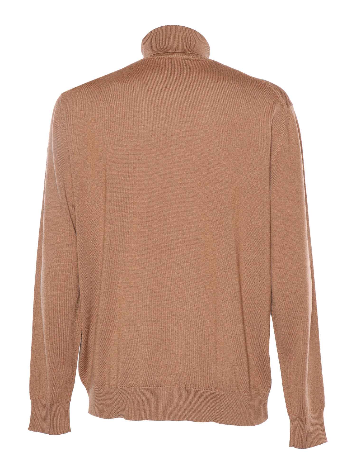 T Neck Pullover Brown Wool Turtleneck