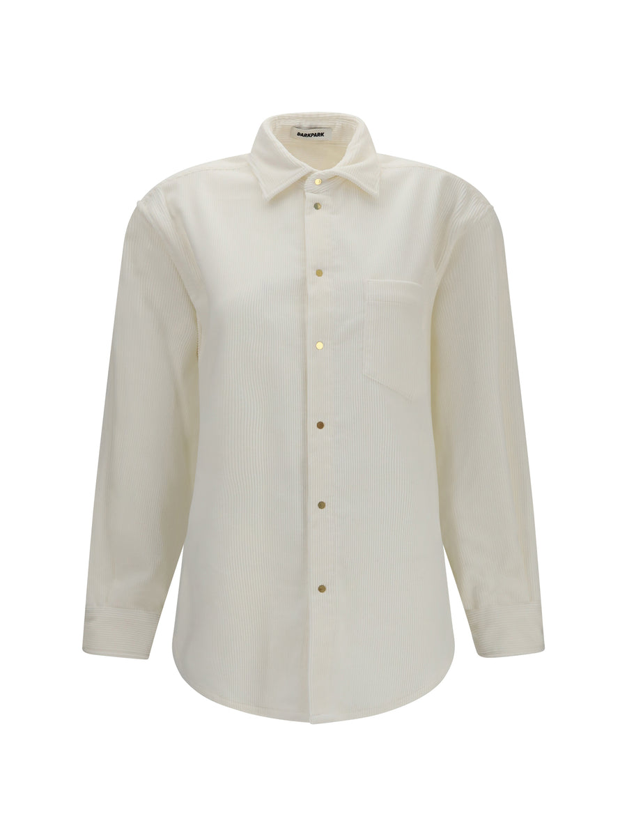 Anne Corduroy Shirt White Cotton; Elastane