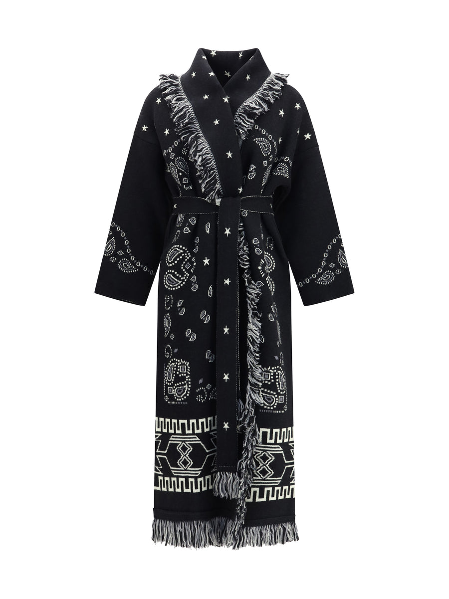 Coat Bandana Jacquard Black-Multicolour Black/multicolour Fleece Wool (ovis Aries)