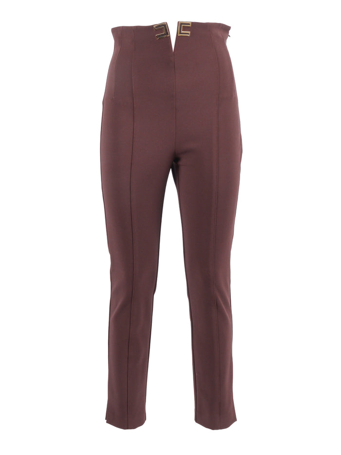 TROUSERS Brown Polyester Elastane Pant