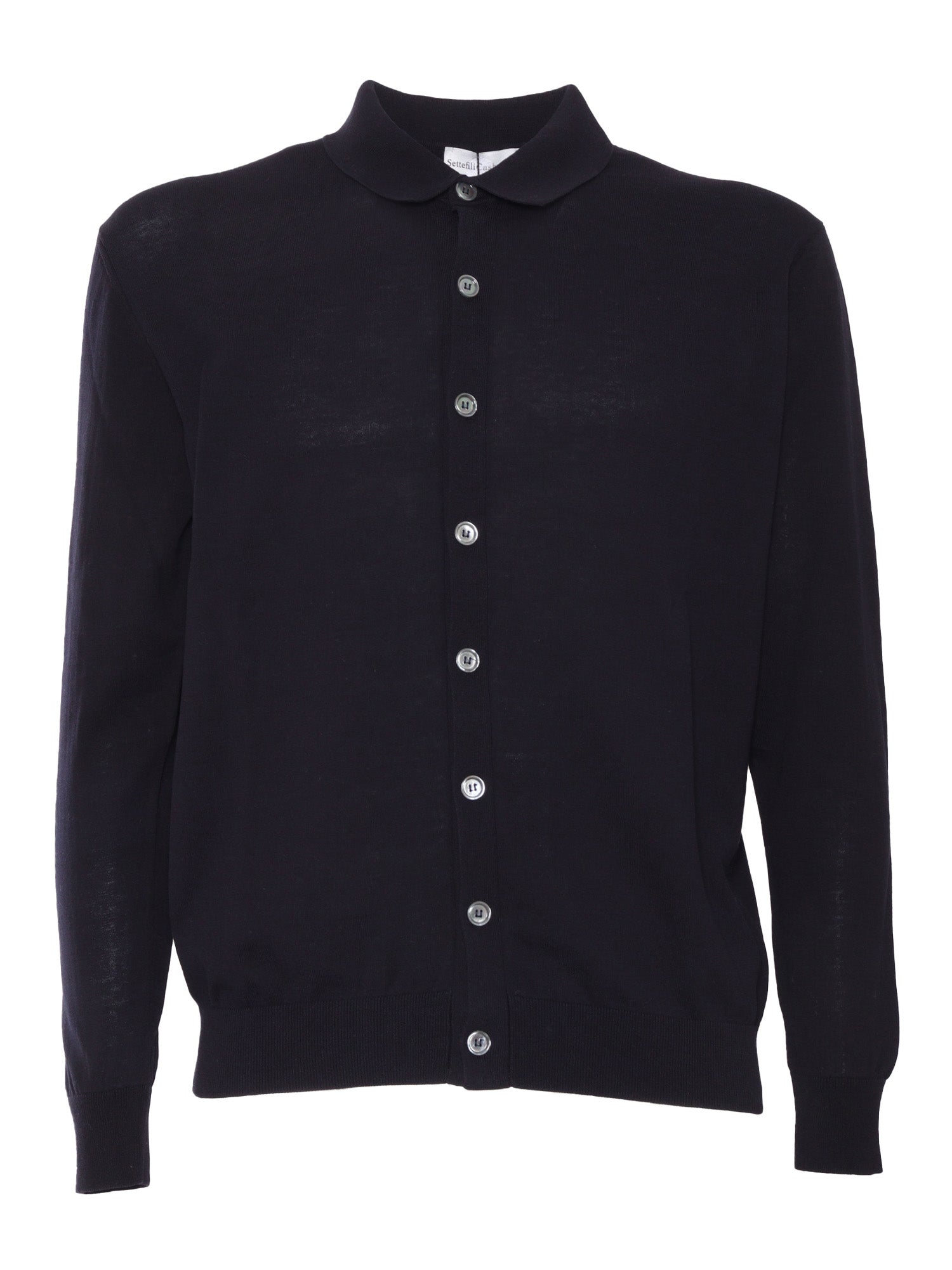 Shirt collar cardigan High Gauge Ice Cotton Blue