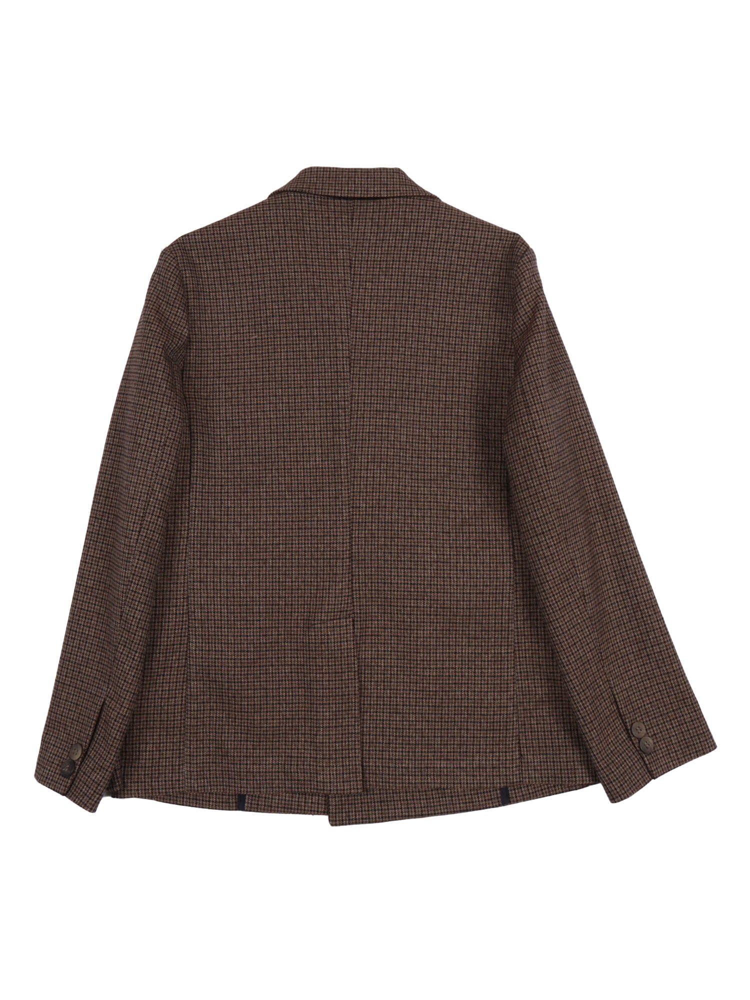 Double-Breasted Jacket Brown Polyester Viscose Elastane