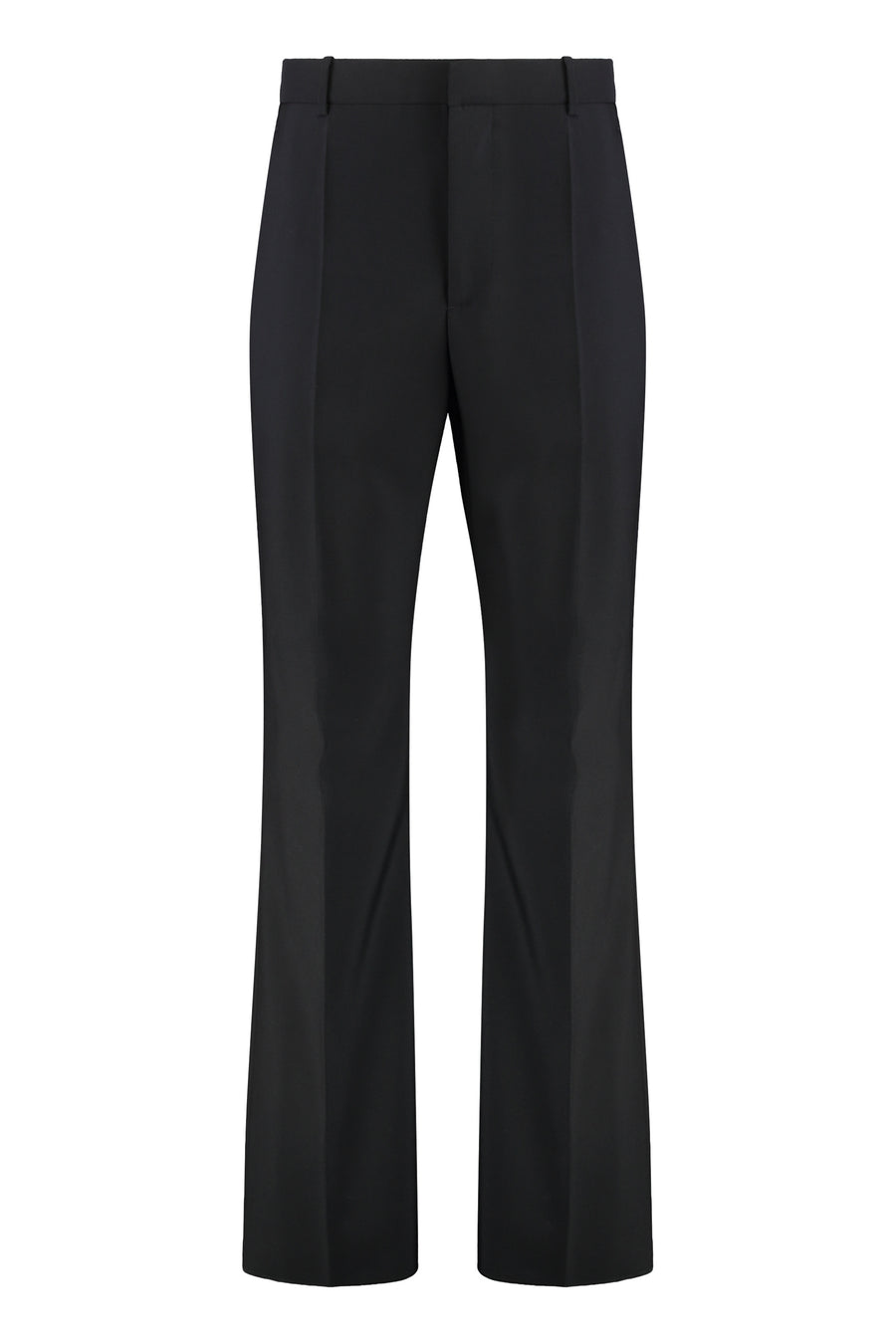Flared Wool Trousers Black