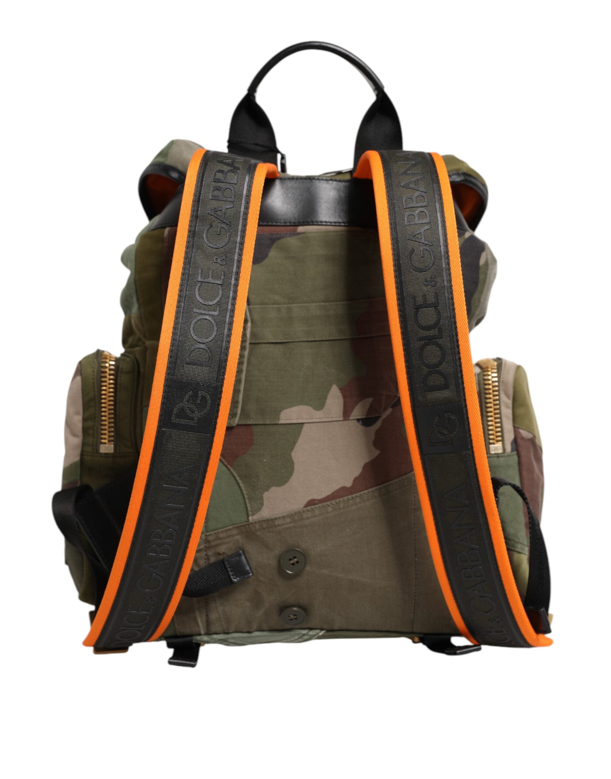 Military Green Patchwork Rucksack Backpack Bag Cotton Nylon Calfskin