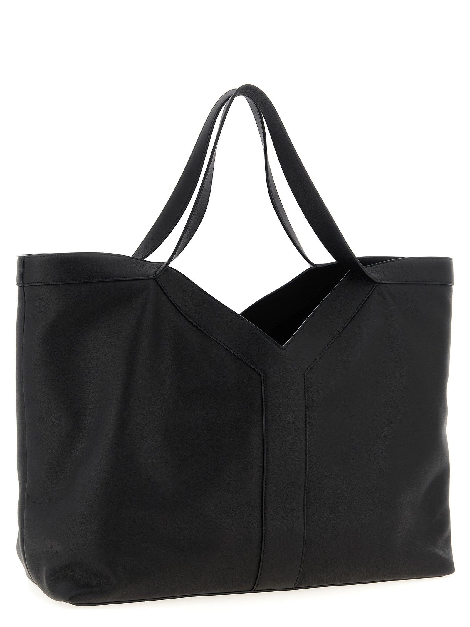 Y large shopping bag Black Calfskin Leather (bos Taurus) Tote