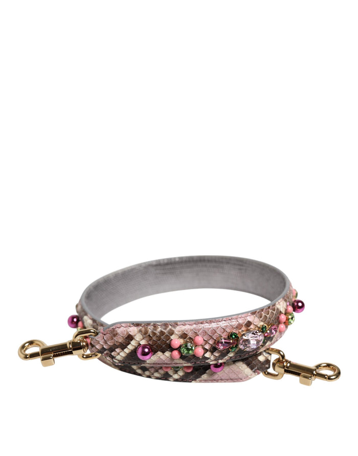 Multicolor Embellished Handbag Shoulder Strap Python Leather Bag