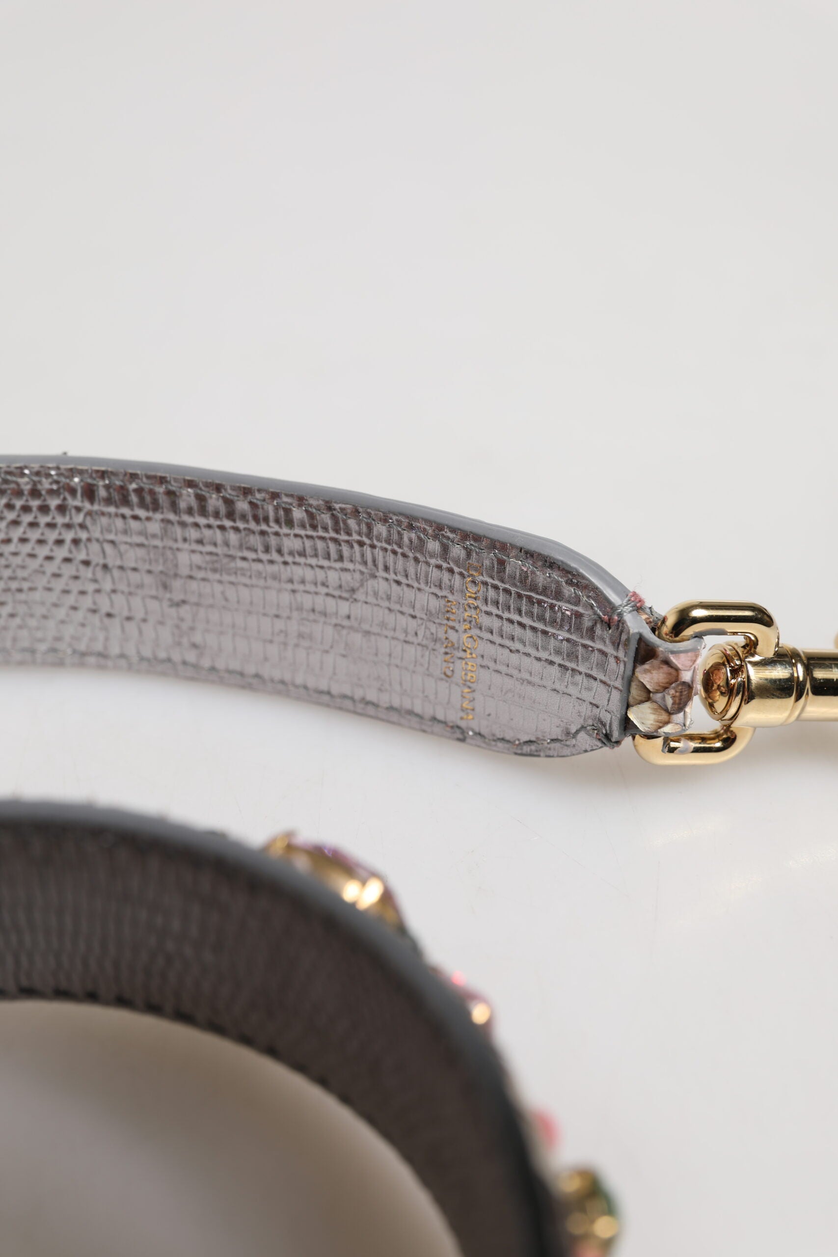 Multicolor Embellished Handbag Shoulder Strap Python Leather Bag