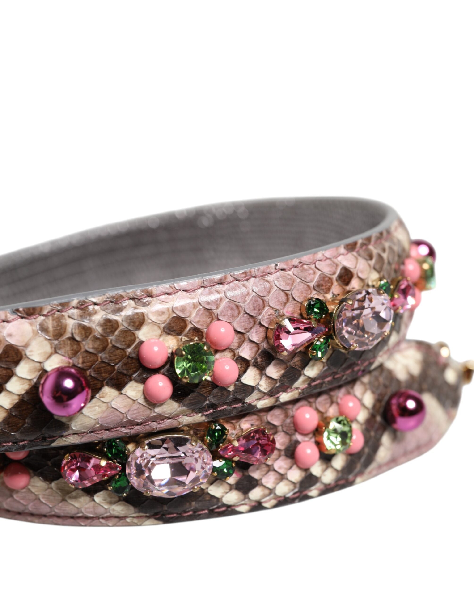 Multicolor Embellished Handbag Shoulder Strap Python Leather Bag