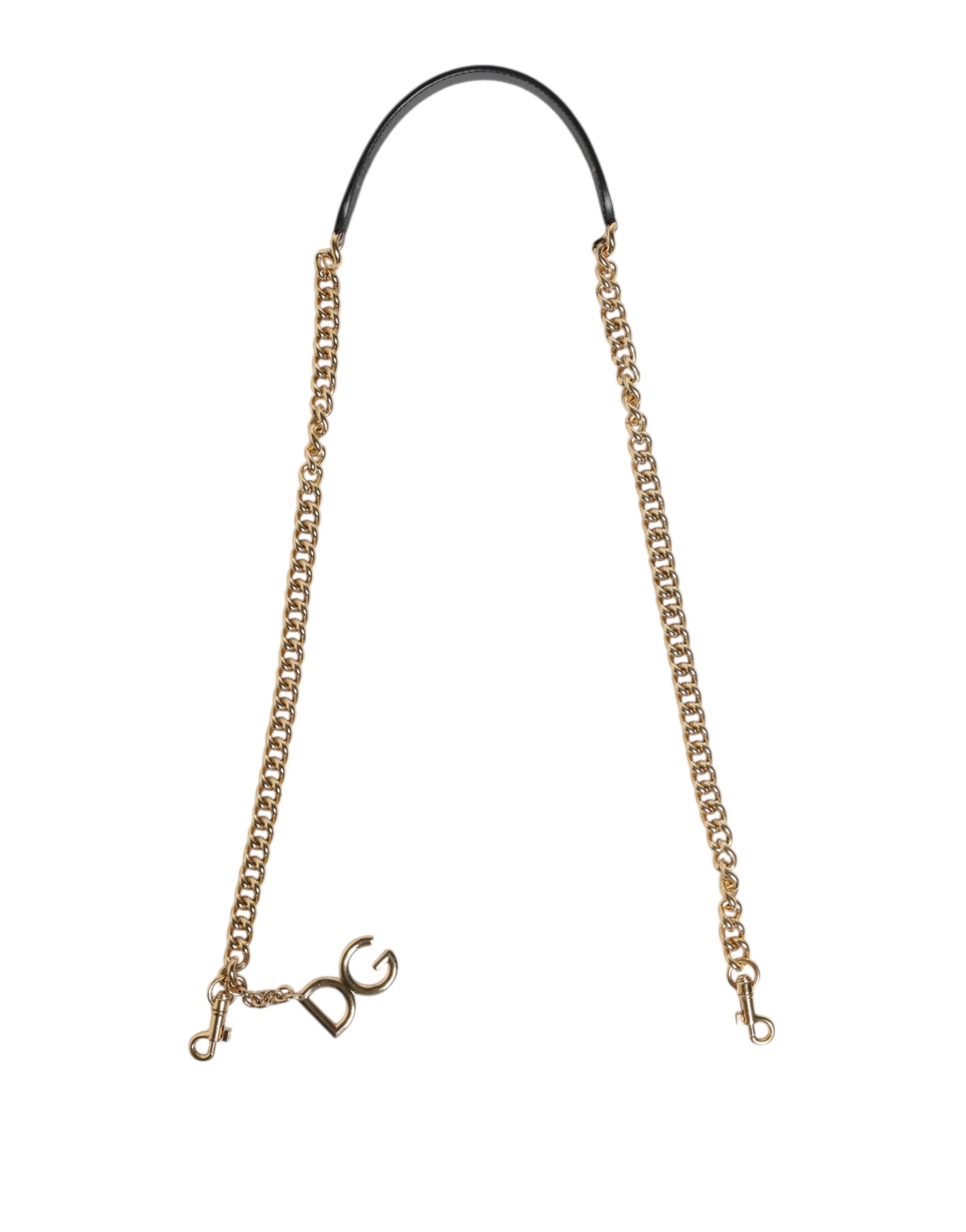 Brown Leopard Gold Brass Chain Accessory Shoulder Strap Calf Leather Real Bag