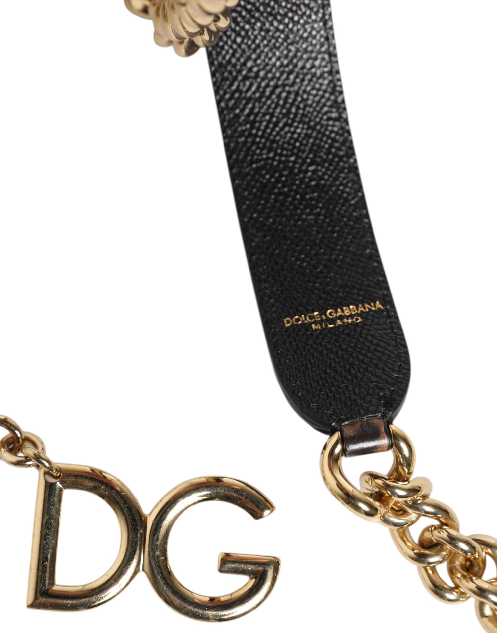 Brown Leopard Gold Brass Chain Accessory Shoulder Strap Calf Leather Real Bag